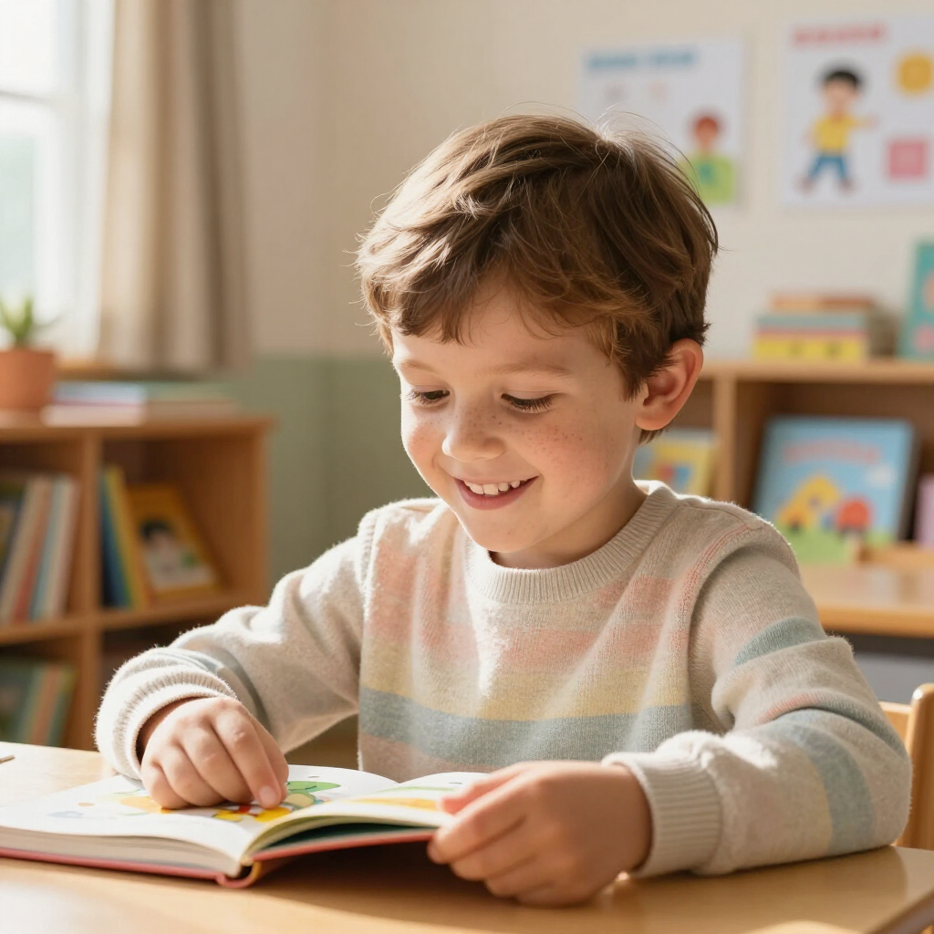 A neurodivergent child engaging in a supportive and inclusive educational environment.