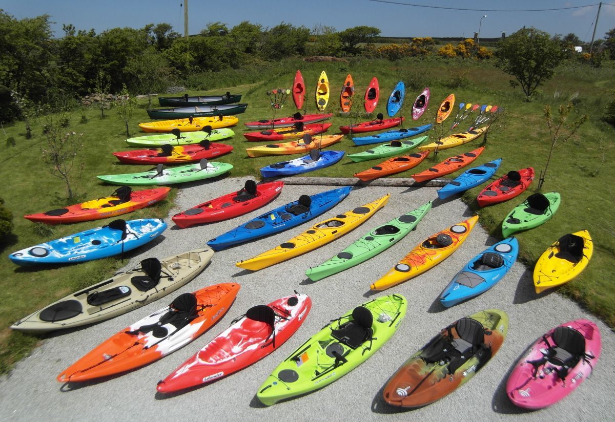 Display of 40 different kayaks at Wild Things