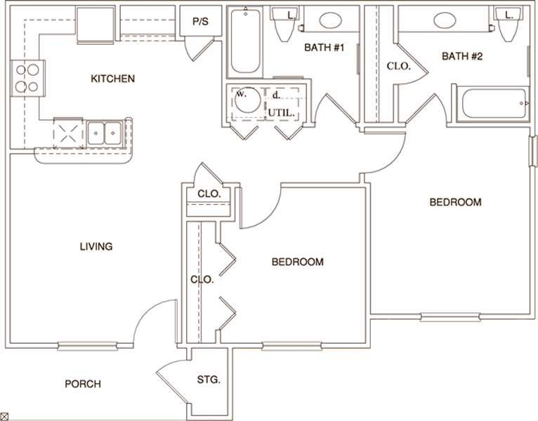 A black and white floor plan of a bedroom apartment