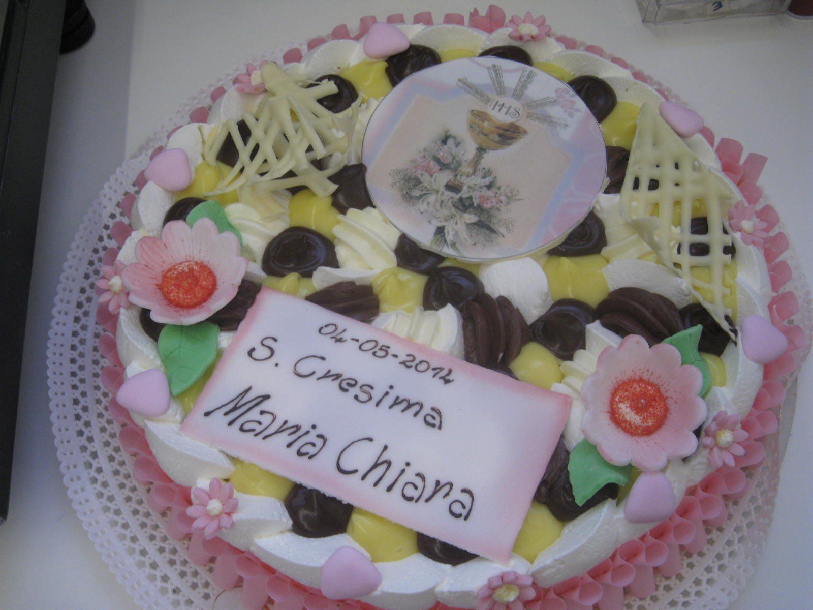 torta per la cresima con crema chantilly