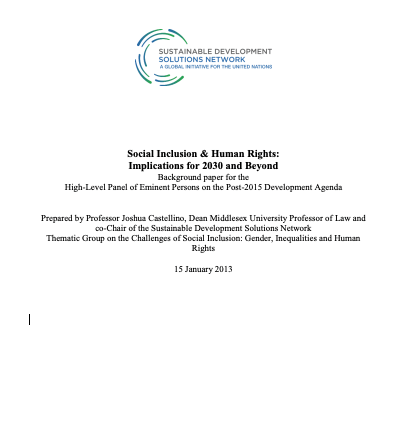 Front Page of Social Inclusion and Human Rights: Implications for 2030 and Beyond