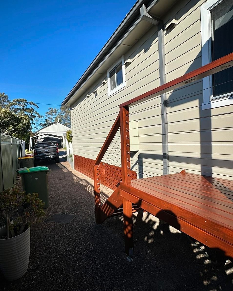 A Before And After Photo Of A House Under Construction — Blake Saunders Painting In Edgeworth, NSW