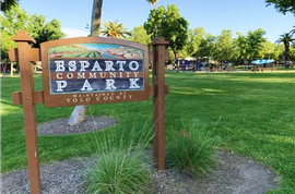 A sign for esparto community park in yolo county