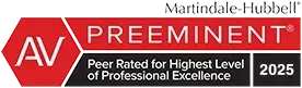 Martindale-Hubbell AV Preeminent Peer Rated for Highest Level of Professional Excellence 2025