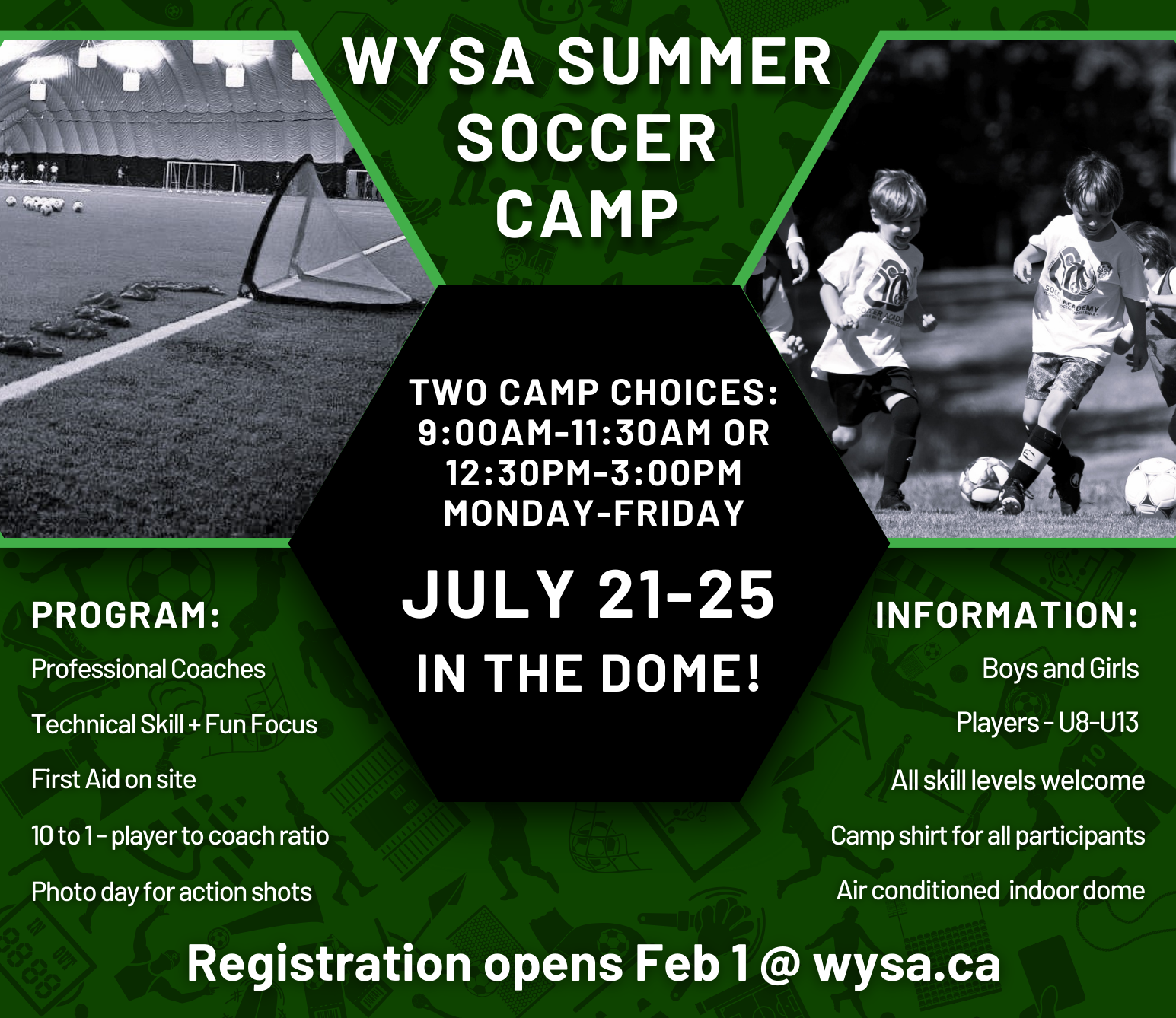 A flyer for a wysa summer soccer camp