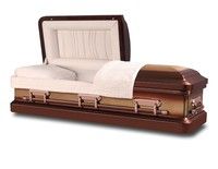 brown casket and white liner