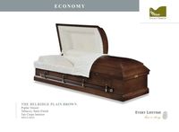 dark wood casket with white liner