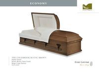 tan casket with white liner