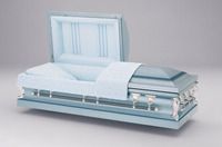 light blue casket and matching liner