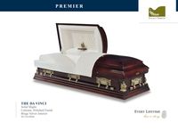 Burial casket dark wood and white liner