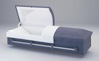 grey casket and white liner