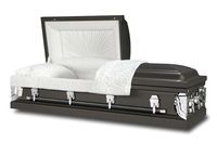 black/grey casket with white liner