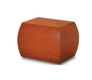 a small wooden box with a lid on a white background .