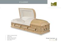 light wood casket with white liner