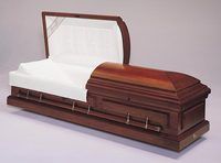 a wooden casket of cherry wood.
