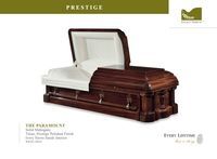 Burial casket dark wood and white liner