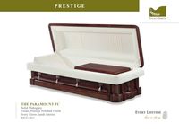 Burial casket dark wood and white liner