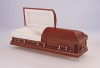 a wooden casket with the lid
