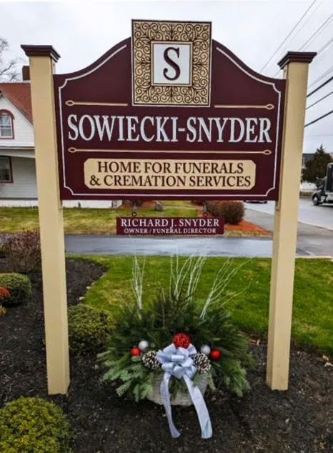 a sign for sowiecki snyder home for funerals and cremation services