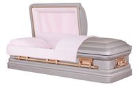 grey casket and white pink liner