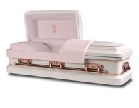 white casket and pink liner