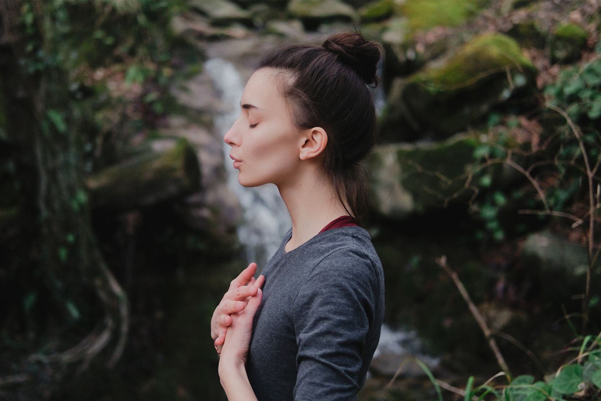 Woman Practicing Proper Breathing