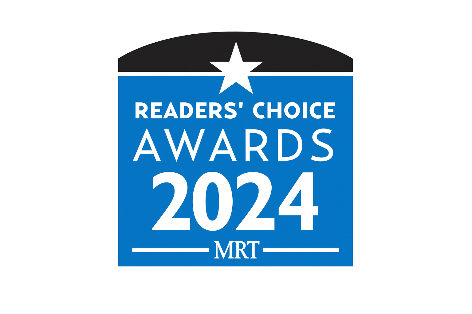 Readers' Choice Awards 2024 logo in blue and white with a star, the text 