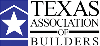 Logo of the Texas Association of Builders with a white star inside a blue box and black text.