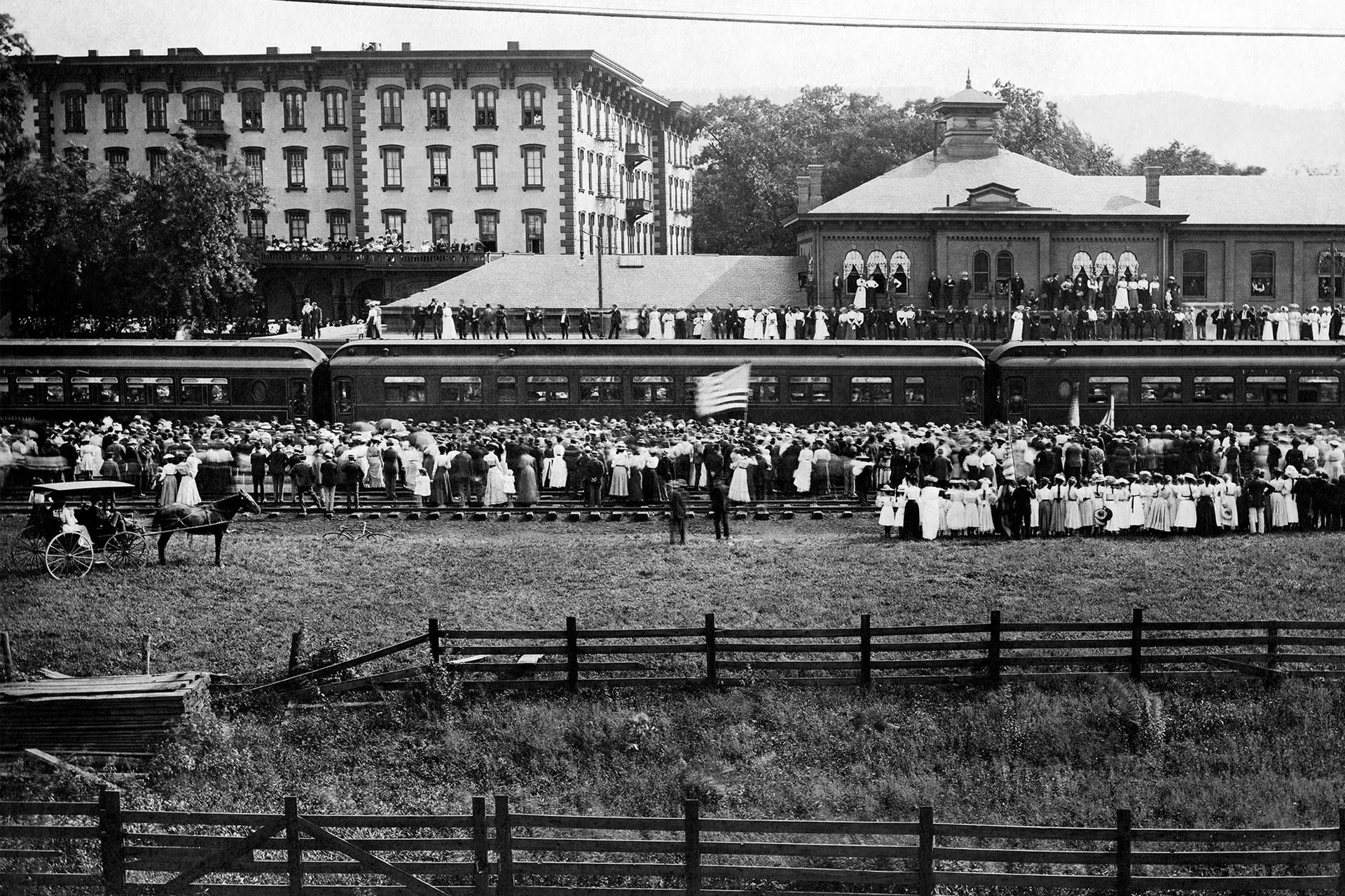 President McKinley's Funeral Train on September 16, 1901 at the train station behind the Park Hotel