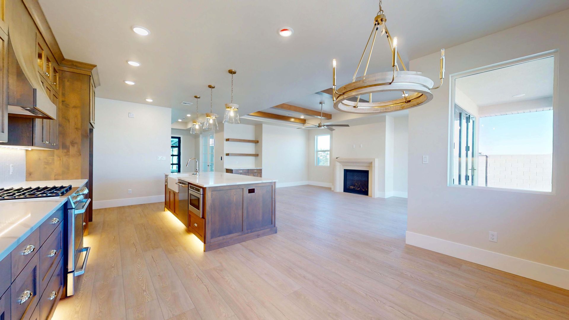 living room and kitchen in a home