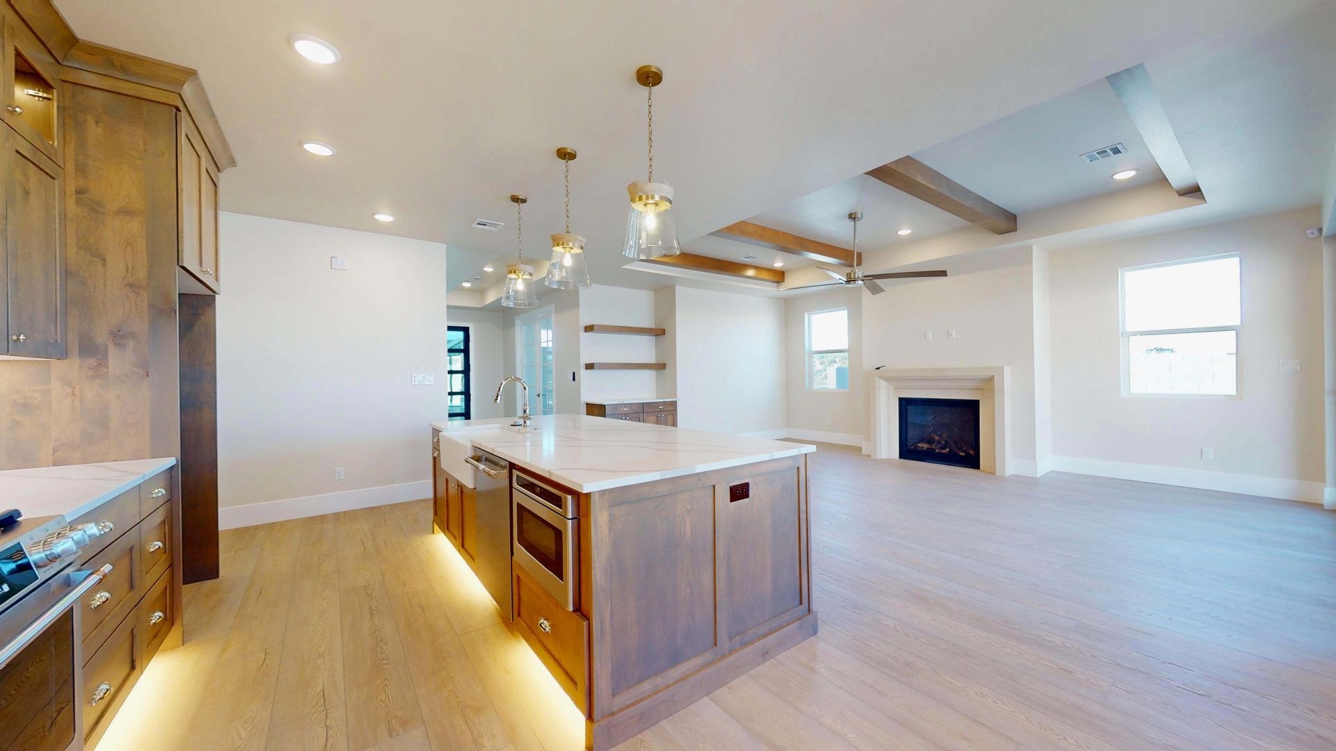 living room and kitchen in a home