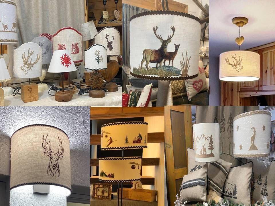 Un collage di immagini di lampade con dei cervi sopra