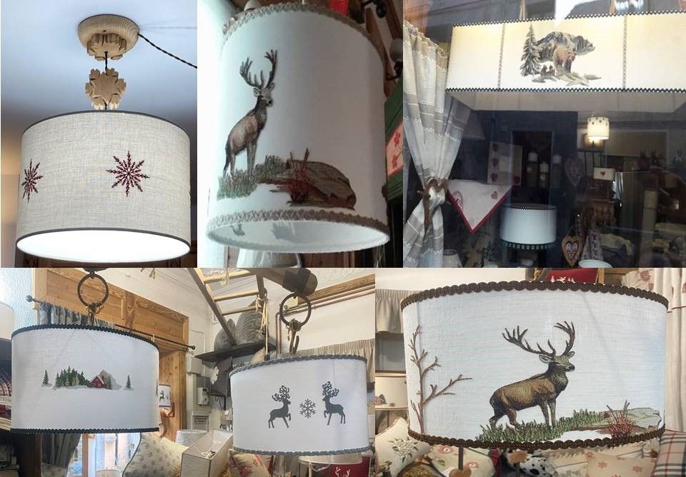 Un collage di immagini di lampade con dei cervi sopra