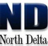 The north delta logo is blue and white on a white background.