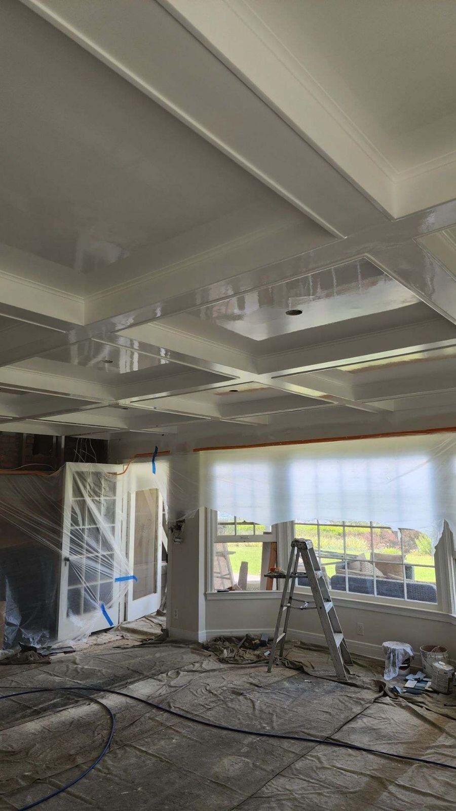 There is a ladder in the middle of the room.