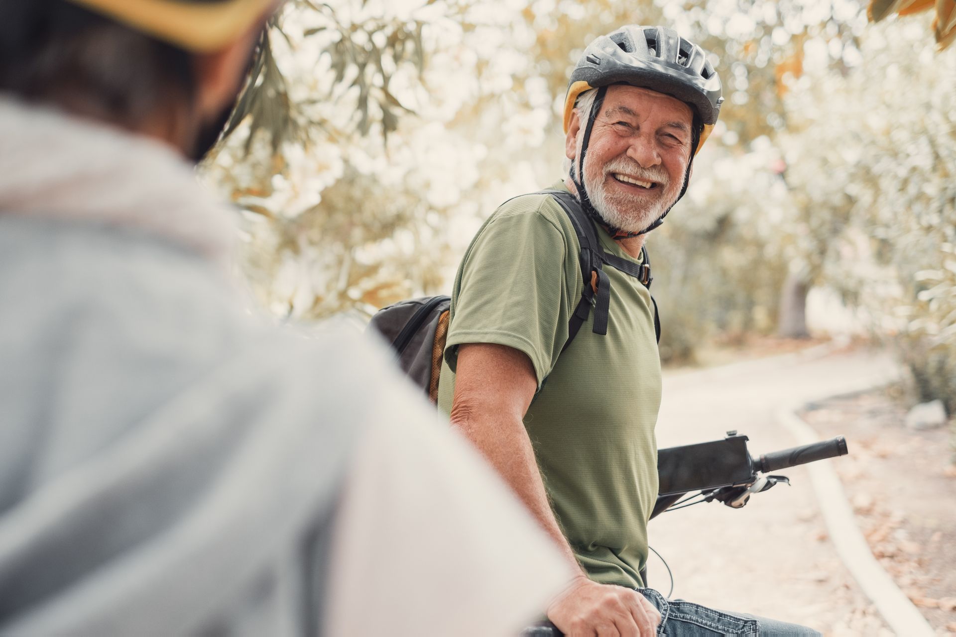 mature man active lifestyle riding bike