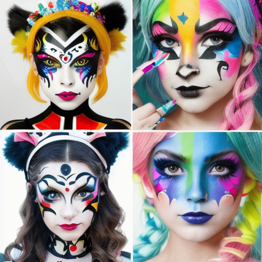 picture of 4 different face painted with the help of AI