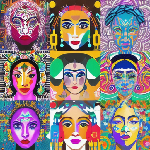 collage picture of face painting from different cultures