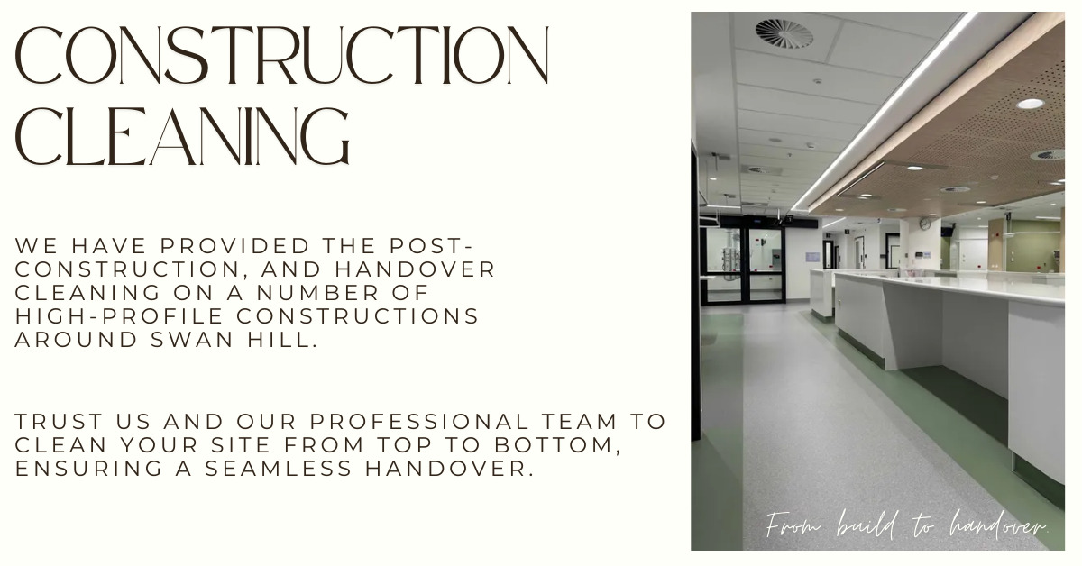 A poster for construction cleaning with a picture of a building