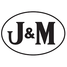 J&M within an oval border, black letters on a white background.
