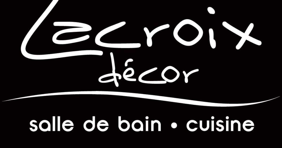Logo décoratif Lacroix en blanc sur fond noir : nom de l'entreprise, « salle de bain • cuisine ».