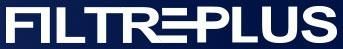 FILTRE PLUS en blanc sur fond bleu.