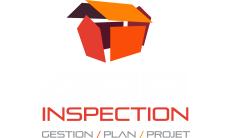 Logo : Forme abstraite d’une maison orange et rouge au-dessus du mot « INSPECTION ». Le texte en dessous indique « GESTION / PLAN / PROJET ».