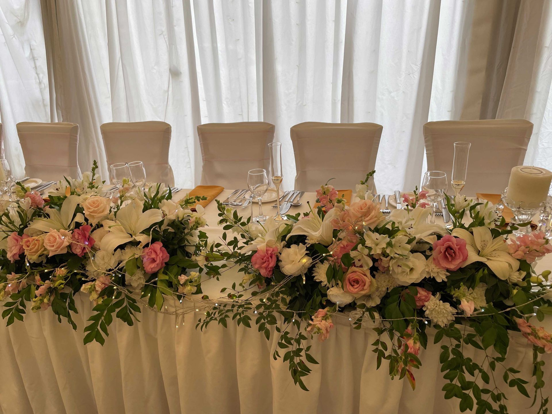 Table with Flowers and Lights — Sydney, NSW — Affordable Chair Covers & Candelabras