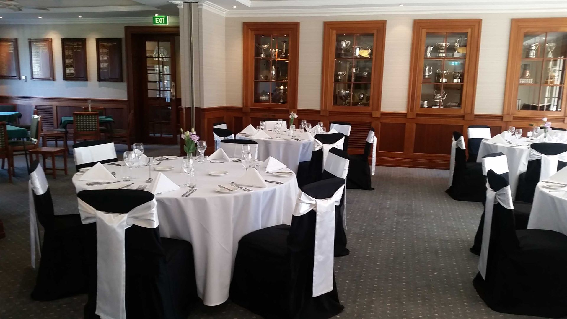 Black Fitted Chaircovers — Sydney, NSW — Affordable Chair Covers & Candelabras