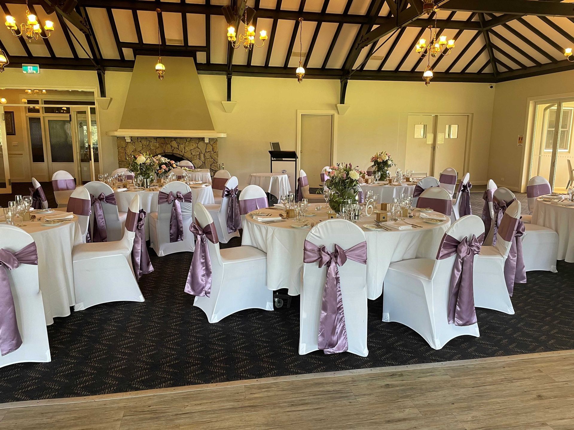 Purple Lycra Chaircovers — Sydney, NSW — Affordable Chair Covers & Candelabras