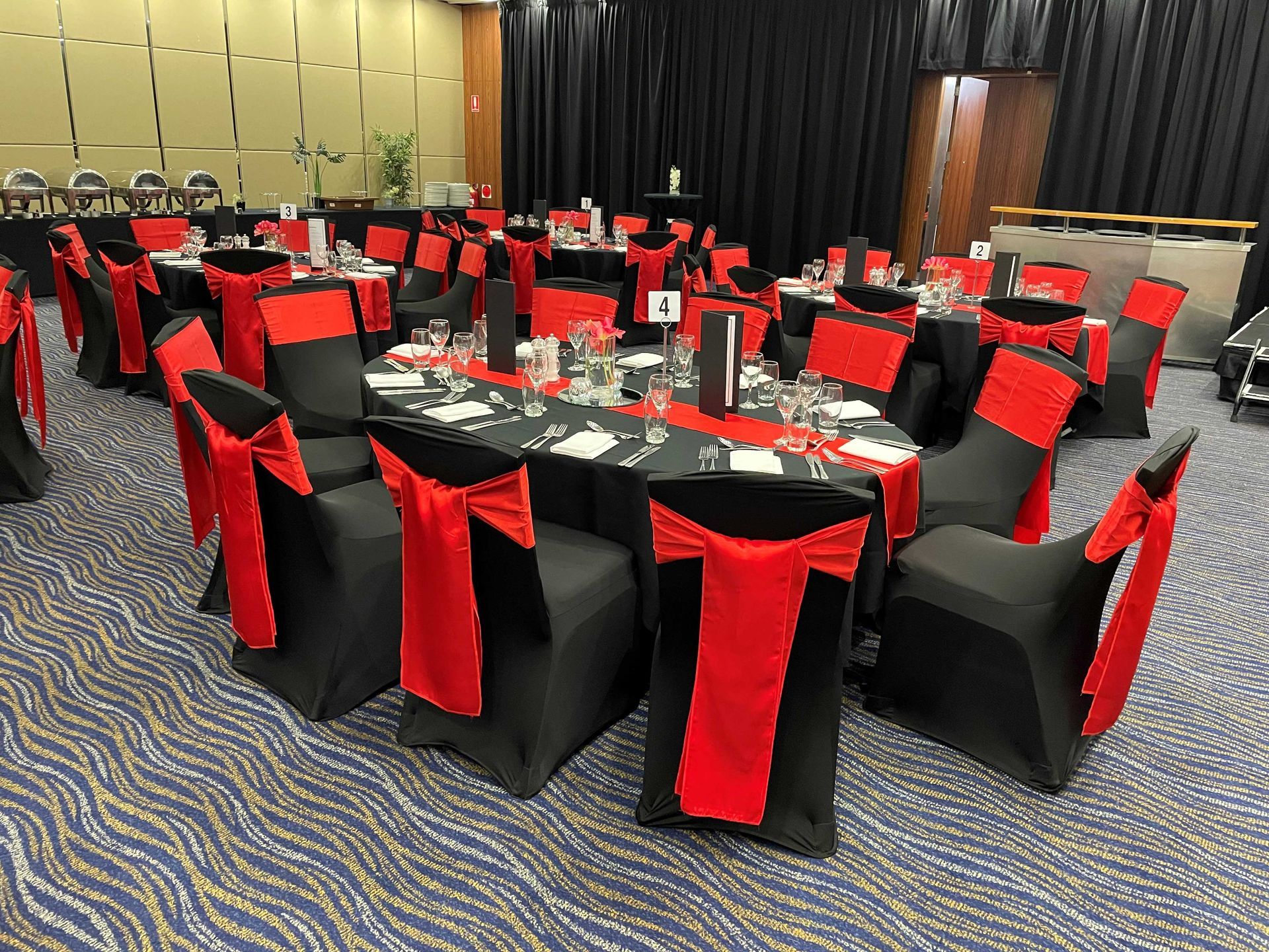 Red Satin Sashes — Sydney, NSW — Affordable Chair Covers & Candelabras