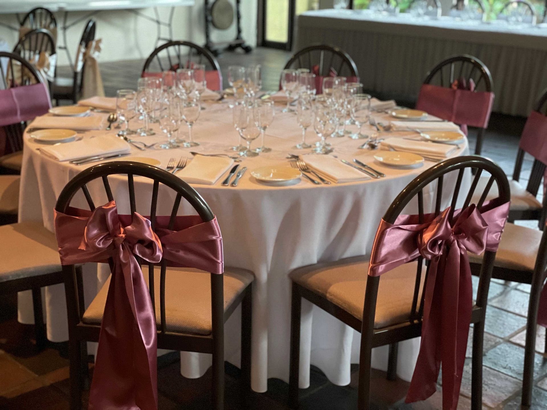 Elegant Maroon Red Satin Sashes — Sydney, NSW — Affordable Chair Covers & Candelabras