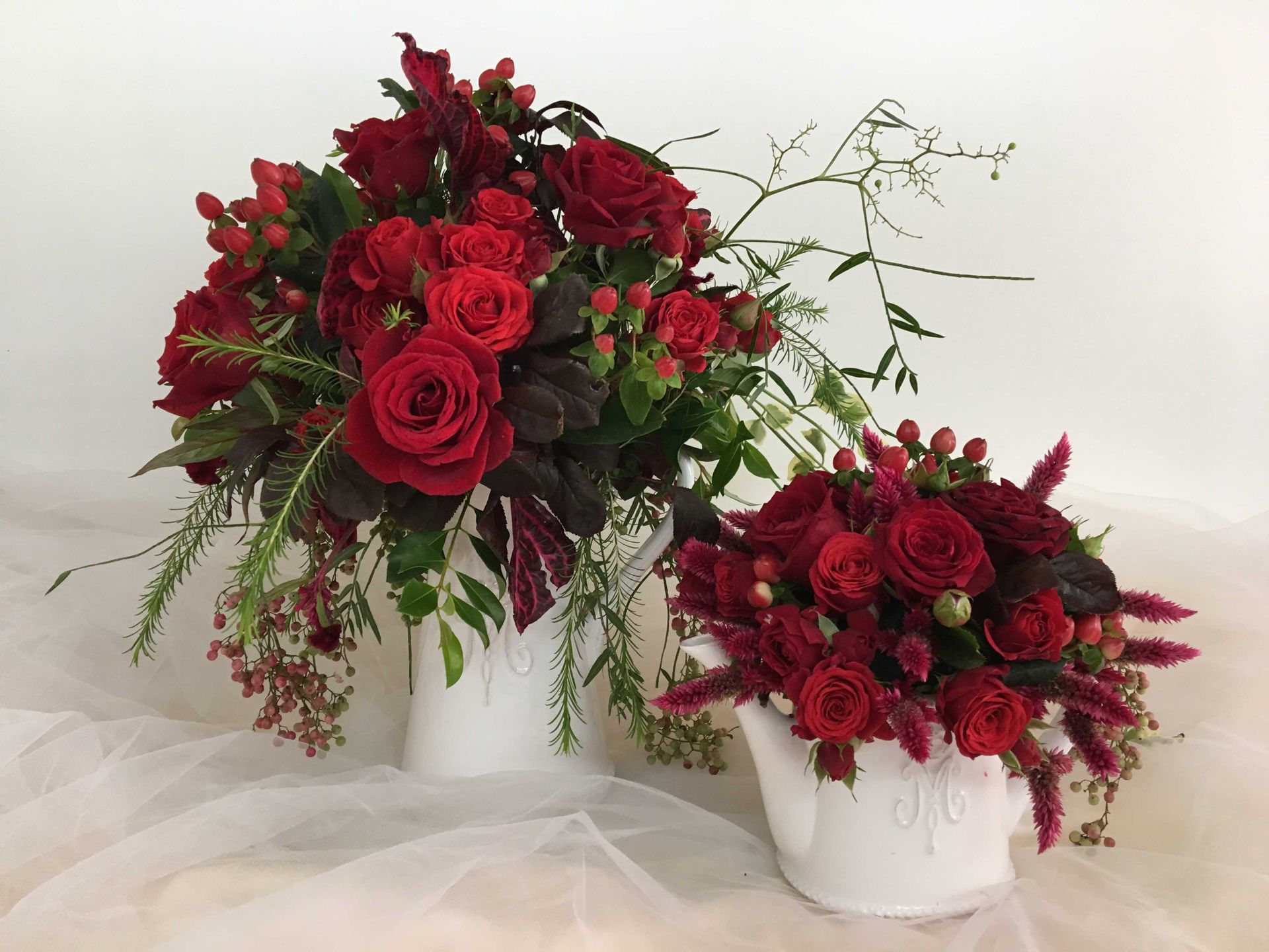 Red Flowers in Vase — Sydney, NSW — Affordable Chair Covers & Candelabras