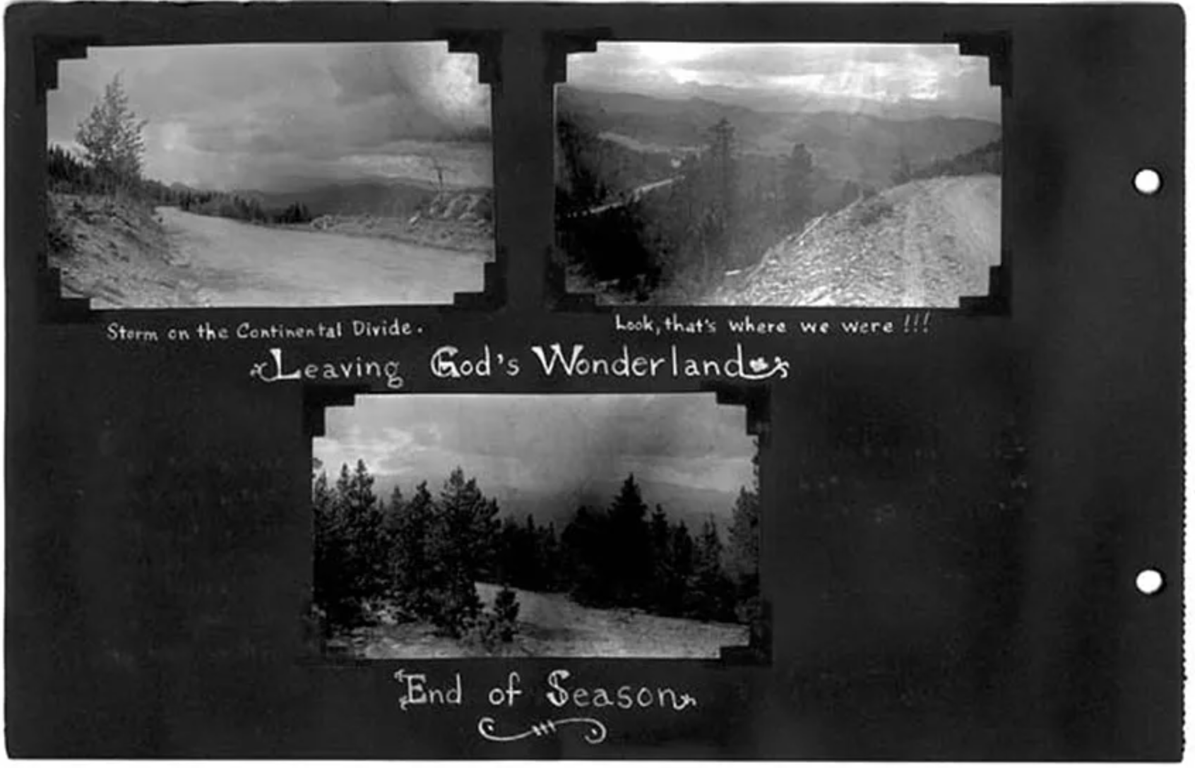 A black and white photo of leaving god 's wonderland